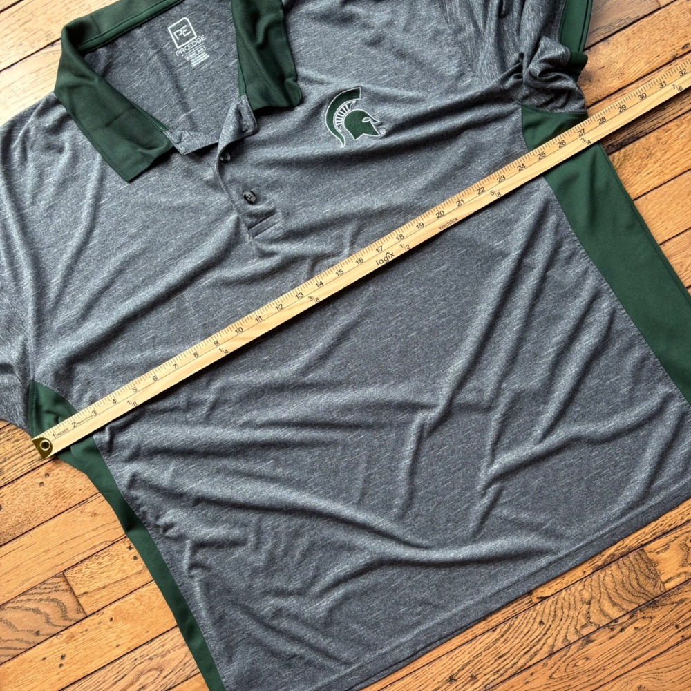 Pro Edge Michigan State Spartans Polo Shirt Mens 3XL Gray Green Golf - Picture 9 of 10